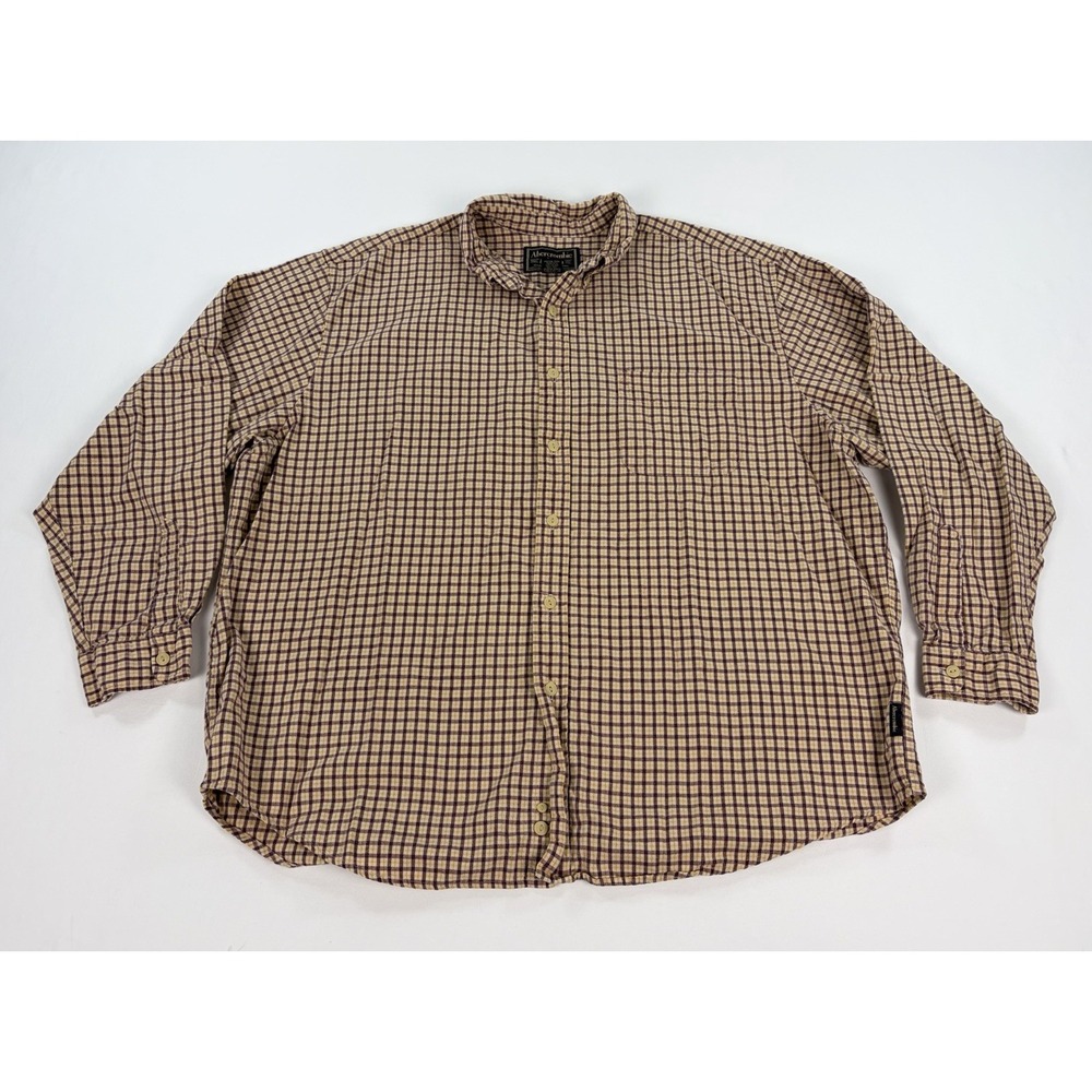 Vintage Abercrombie & Fitch Flannel Shirt Men's XL Brown Plaid Long Sleeve Y2K